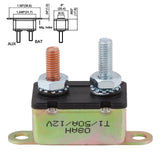 50A AMP 12V Circuit Breaker Dual Battery Fuse Automatic Auto Reset Metal